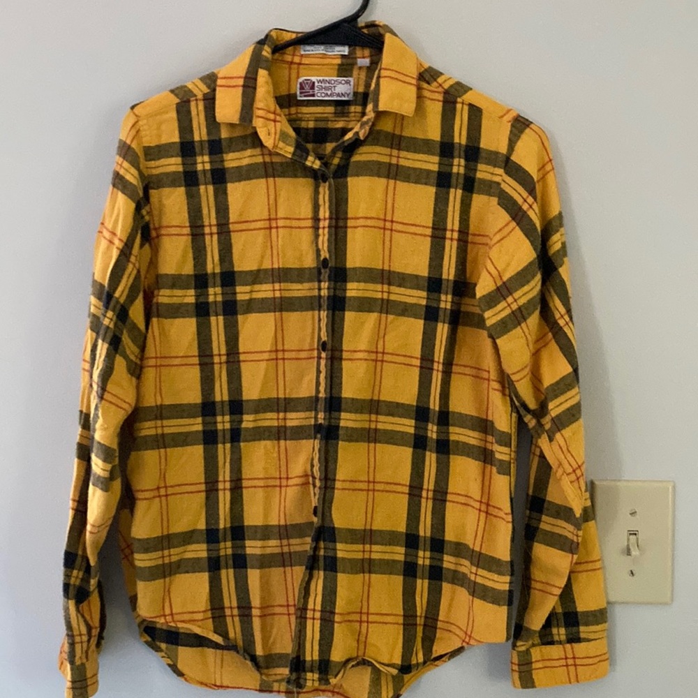 Vintage yellow plaid button up unisex
